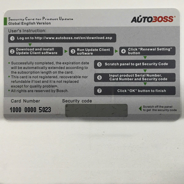 Autoboss V30 / V30 Elite Security Card لمدة عام على الإنترنت