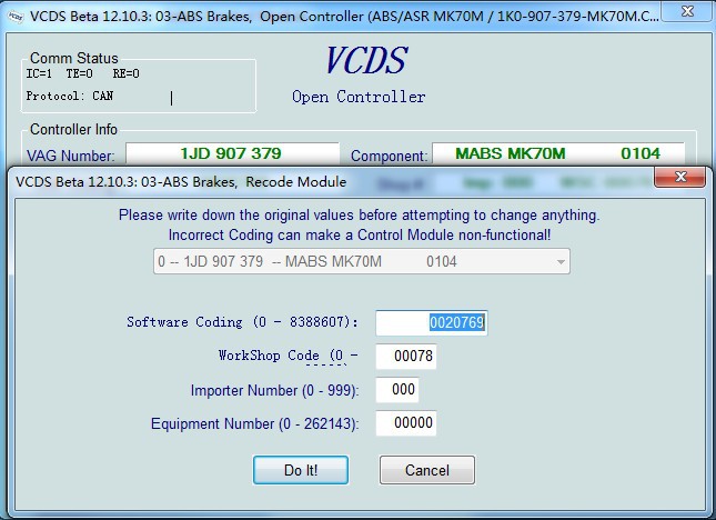 VAGS كوم بيتا 12.10.3 ABS الفرامل المفتوحة المراقب المالي