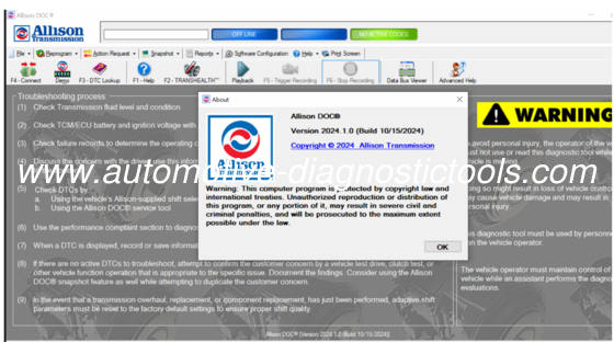 سعر جيد برنامج تشخيص ناقل الحركة Allison DOC Premium V2024.11 الانترنت